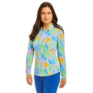 IBKUL Allison Zip Polo Top S XL XXL Multi Long Sleeve Shirt UPF 50 Golf